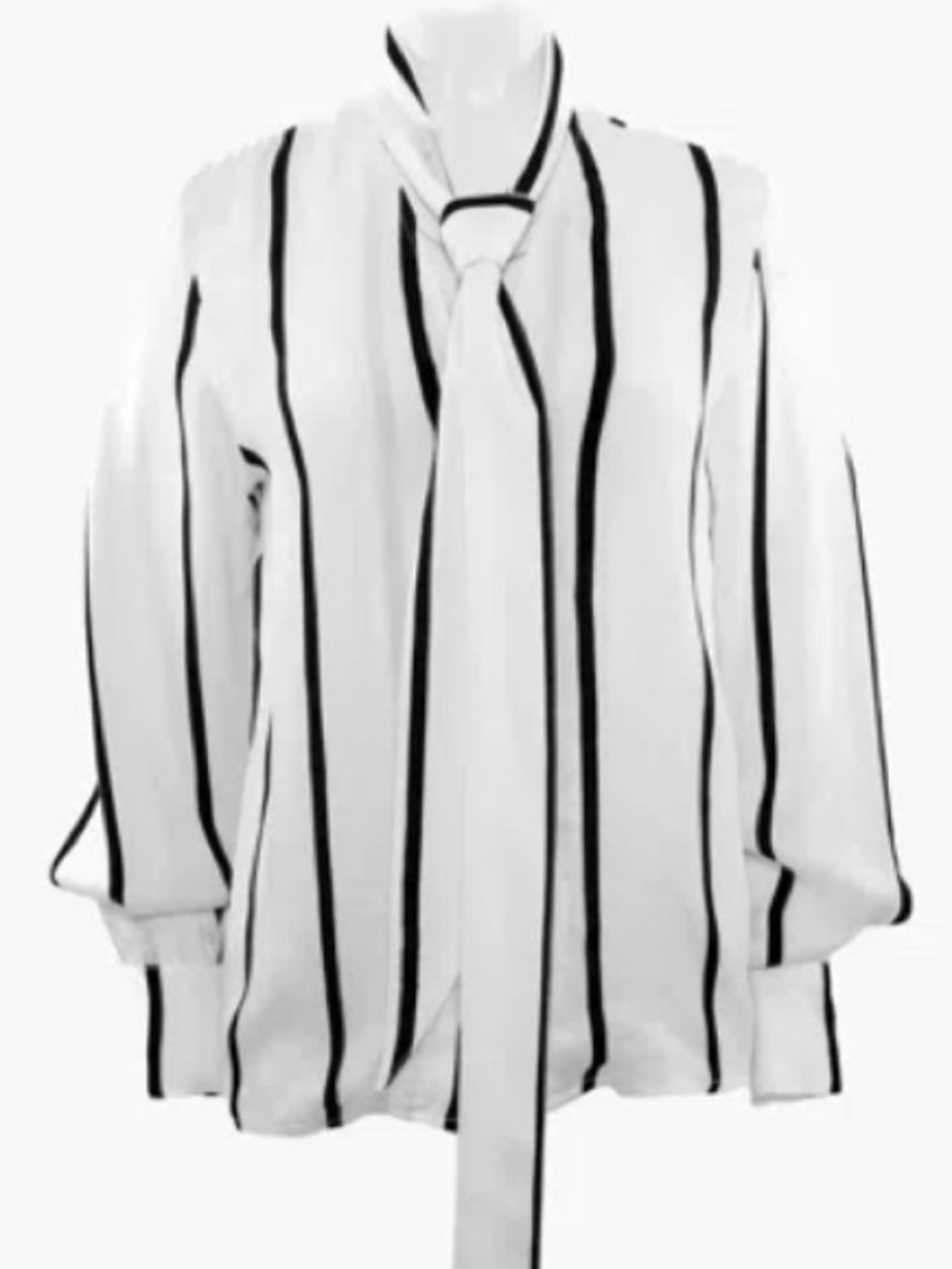 THEO THE LABEL Tie-Front Striped Blouse